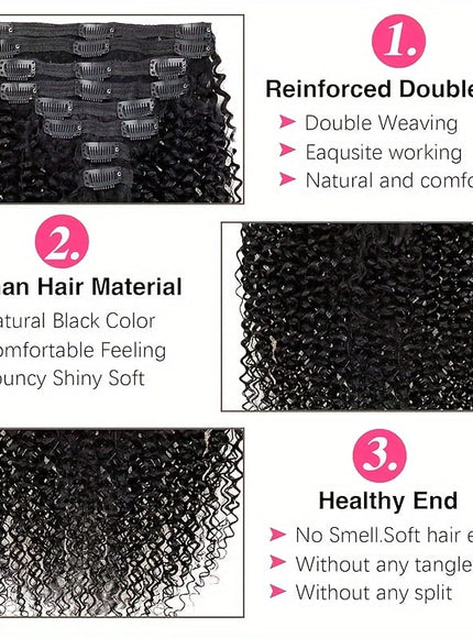 KissICON Black / 20inch KissIcon Black Kinky Curly Clip In Extensions -