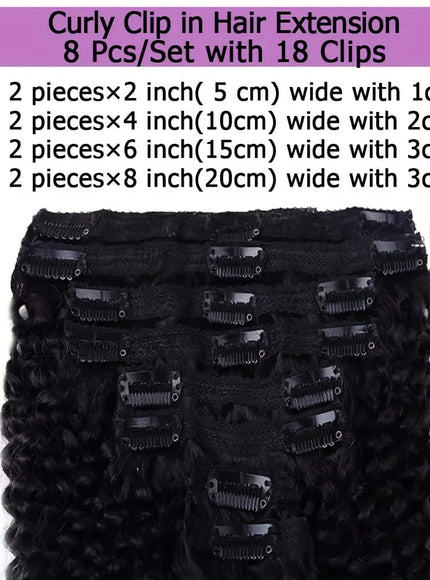 KissICON Black / 20inch KissIcon Black Kinky Curly Clip In Extensions -