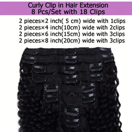 KissICON Black / 20inch KissIcon Black Kinky Curly Clip In Extensions -