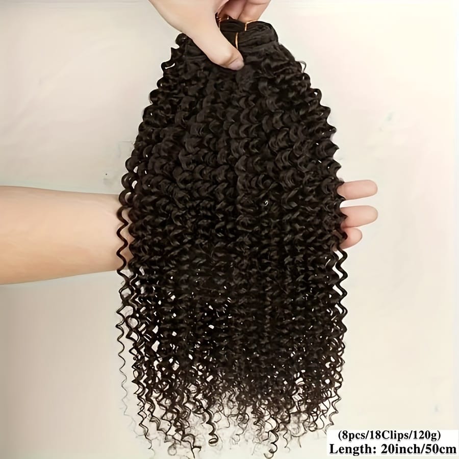 KissICON Black / 20inch KissIcon Black Kinky Curly Clip In Extensions -