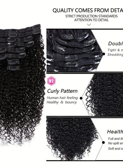 KissICON Black / 20inch KissIcon Black Kinky Curly Clip In Extensions -