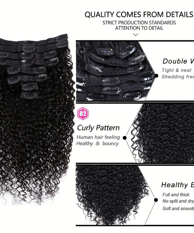 KissICON Black / 20inch KissIcon Black Kinky Curly Clip In Extensions -