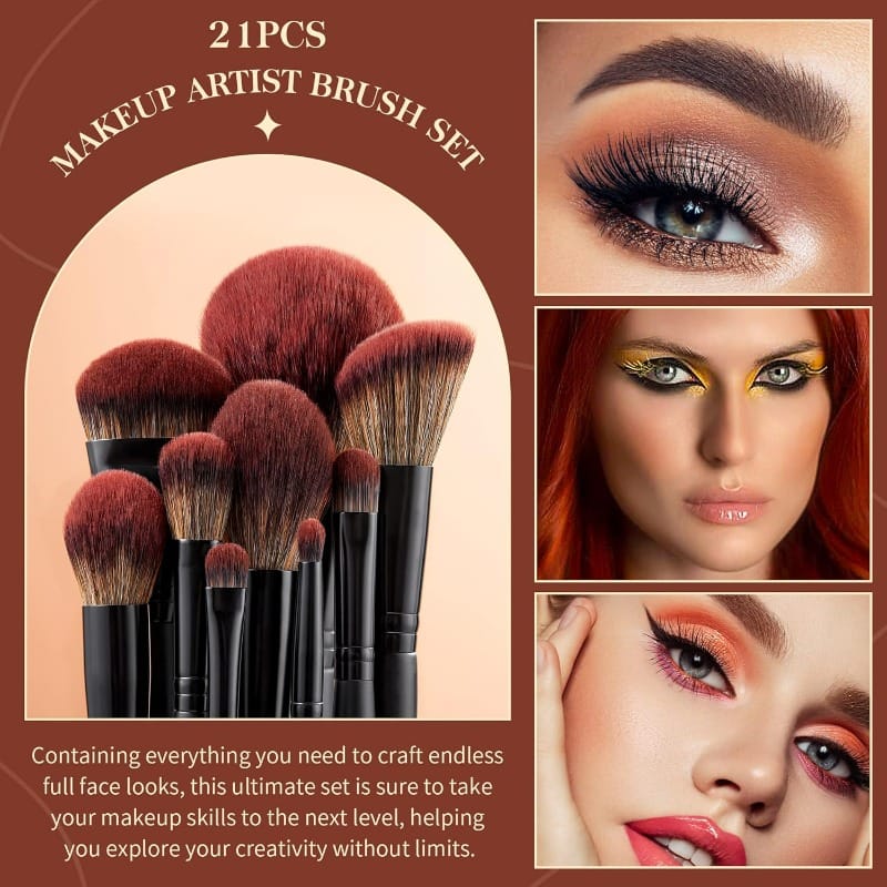 KissICON Black 21pc Black Makeup Brush Set – Complete