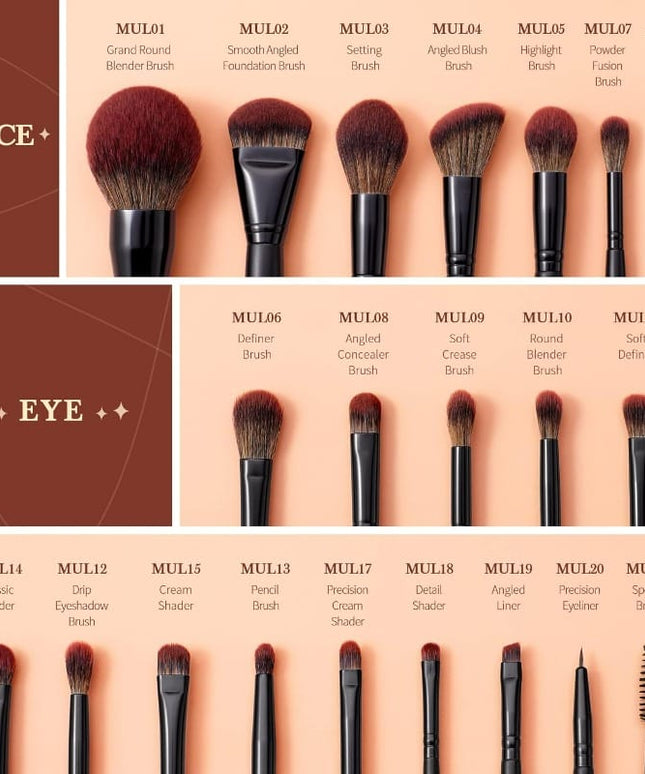 KissICON Black 21pc Black Makeup Brush Set – Complete