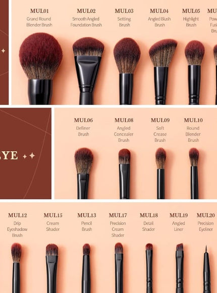 KissICON Black 21pc Vegan Pro Makeup Brush Set – Complete Kit