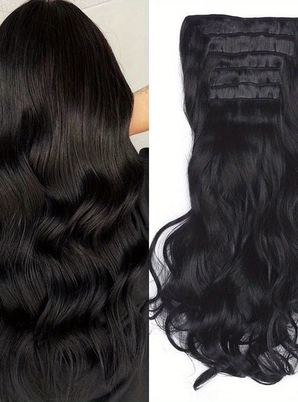KissICON Black / 22inch Kissicon Heat Resistant Clip In Hair