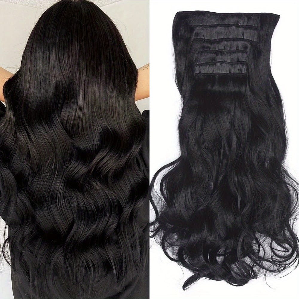 KissICON Black / 22inch Kissicon Heat Resistant Clip In Hair