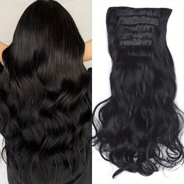 KissICON Black / 22inch Kissicon Heat Resistant Clip In Hair