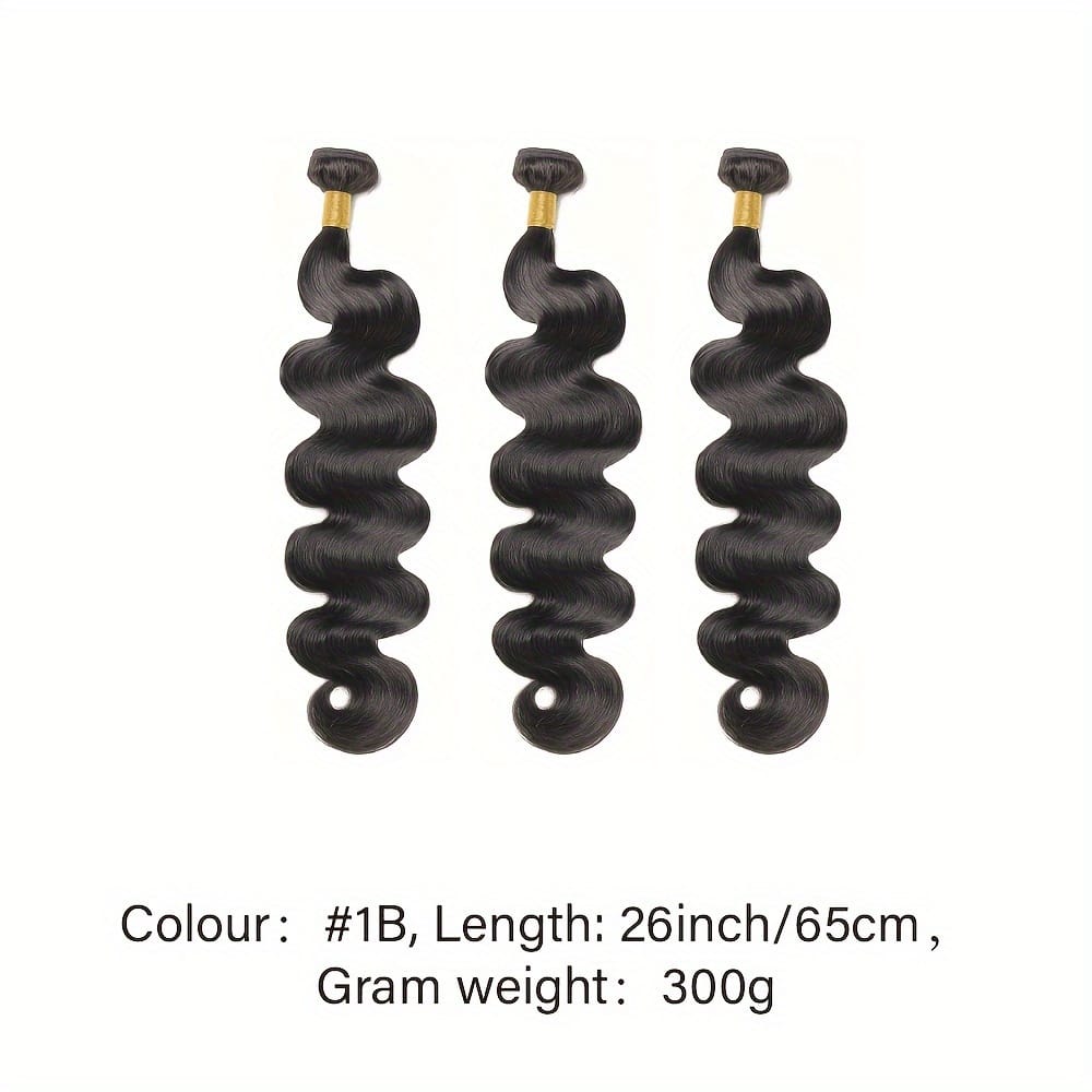 KissICON Black / 26 26 26 Inch KissIcon Brazilian Virgin Hair Extensions - 300G Body