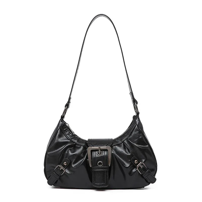 Dropshipman Black / 26x16x8cm Y2K Retro Pleated Hobo Shoulder Bag for Women Hot Selling Maillard Style Underarm Bag Clutch Handbags for Travel Work Shopping