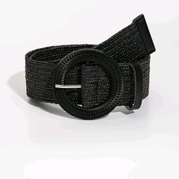 jkthpu-45 Black / 2XL Boho Elastic Straw Belt for Womens Dresses  Outfits