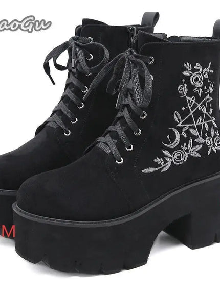 KissICON Black-3 / 34 Punk Style Super High Heel Goth Boots Black