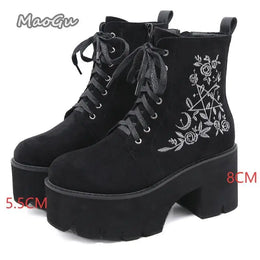 KissICON Black-3 / 34 Punk Style Super High Heel Goth Boots Black