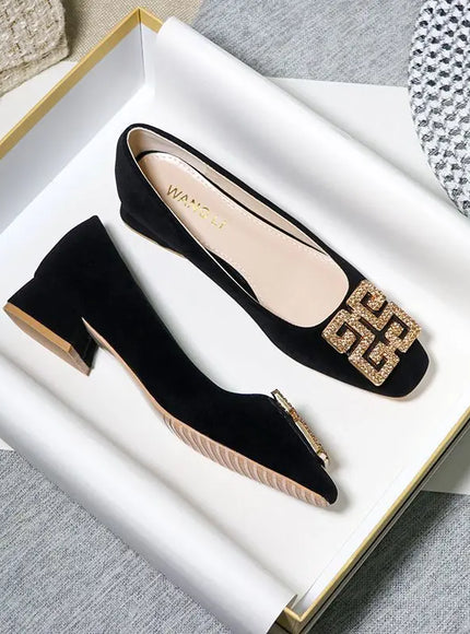 KissICON Black(3.5cm) / 35 Shoes Women's Flat 2022 Autumn Fashion Square Toe