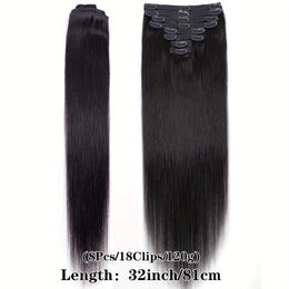 KissICON Black / 32inch KissIcon Virgin Clip In Ext Straight 8Pcs 18Clips