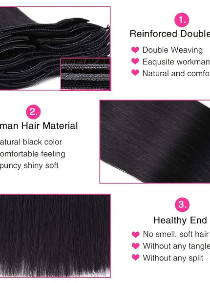 KissICON Black / 32inch KissIcon Virgin Clip In Ext Straight 8Pcs 18Clips
