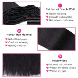 KissICON Black / 32inch KissIcon Virgin Clip In Ext Straight 8Pcs 18Clips