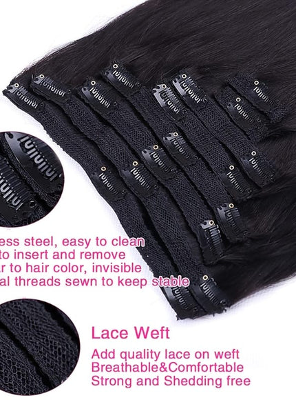 KissICON Black / 32inch KissIcon Virgin Clip In Ext Straight 8Pcs 18Clips