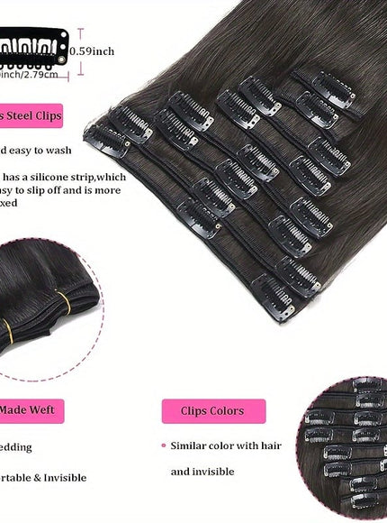 KissICON Black / 32inch KissIcon Virgin Clip In Ext Straight 8Pcs 18Clips