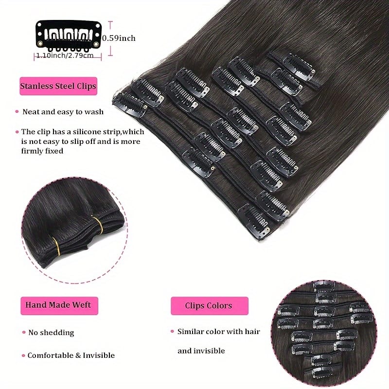 KissICON Black / 32inch KissIcon Virgin Clip In Ext Straight 8Pcs 18Clips