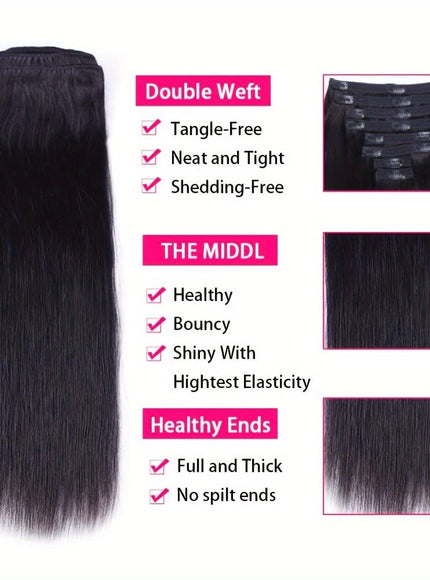 KissICON Black / 32inch KissIcon Virgin Clip In Ext Straight 8Pcs 18Clips