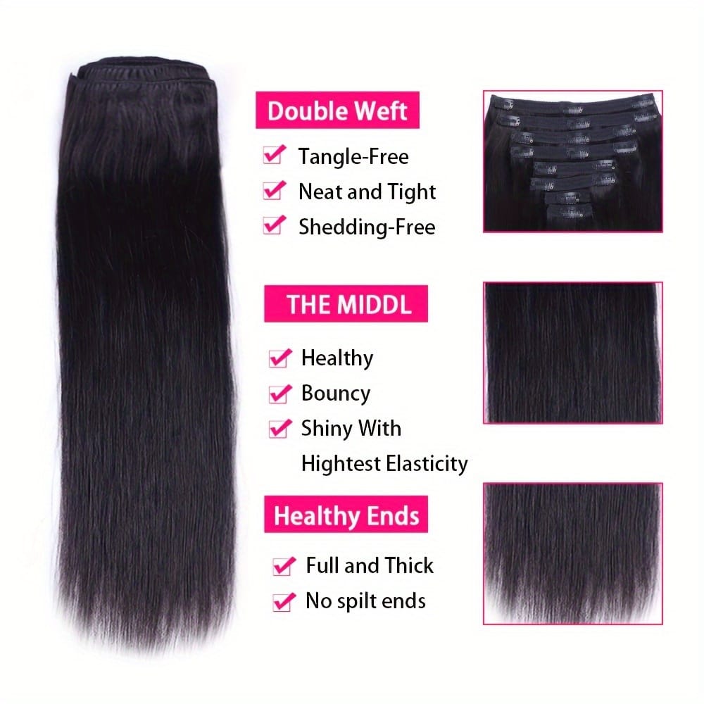 KissICON Black / 32inch KissIcon Virgin Clip In Ext Straight 8Pcs 18Clips