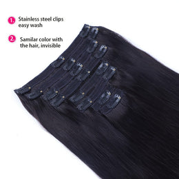 KissICON Black / 32inch KissIcon Virgin Clip In Ext Straight 8Pcs 18Clips