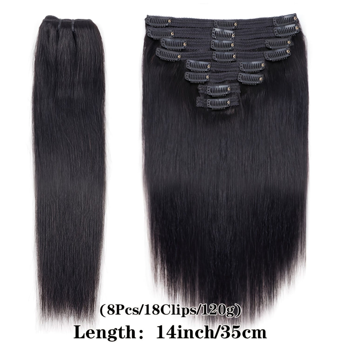 KissICON Black / 32inch KissIcon Virgin Clip In Ext Straight 8Pcs 18Clips