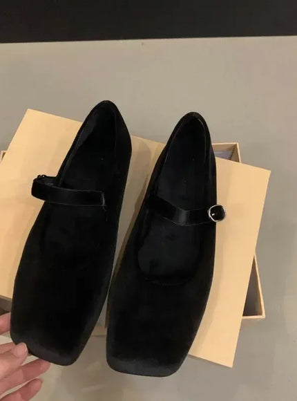 KissICON Black / 34 Flat Shoes for Women Autumn Mary Jane Hairy