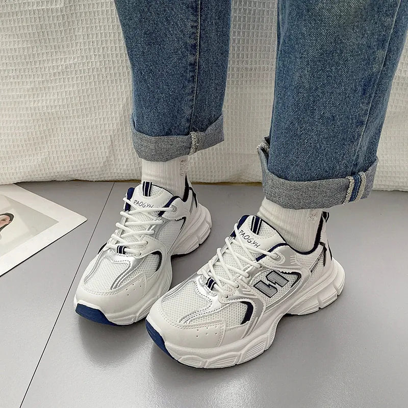 Dropshipman black / 35 New Spring Autumn Women's Jogging Sneakers Fashion Casual White Breathable Tennis Low Top Vulcanized Shoes Outdoor Trainers