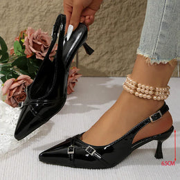 KissICON black / 35 Patent Leather Wine Red High Heels Sandals Women