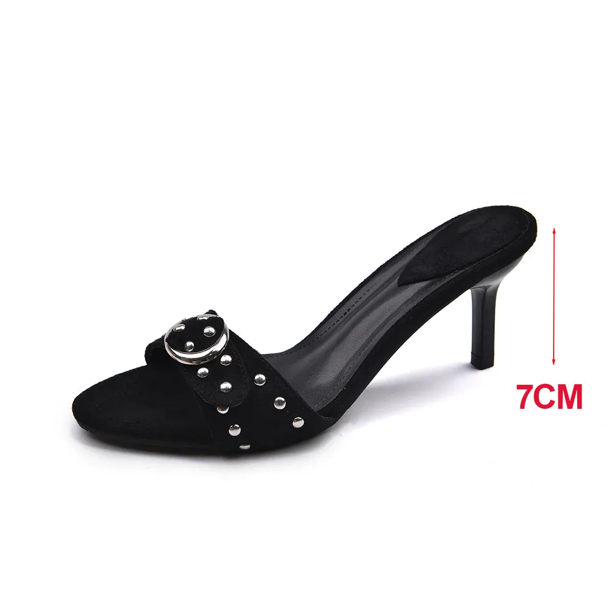 KissICON black / 35 Rivet Decor High Heels Sandals for Women Plus