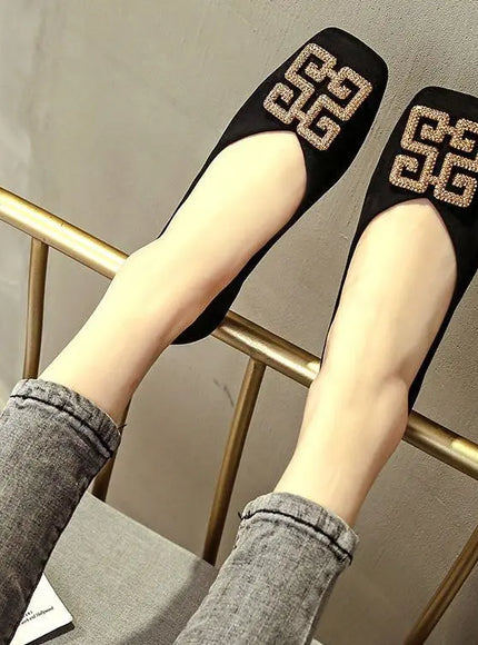 KissICON Black / 35 Shoes Women's Flat 2022 Autumn Fashion Square Toe