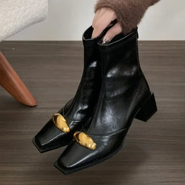 KissICON black / 36 New Shoes Designer Metal Women Ankle Elastic Boots