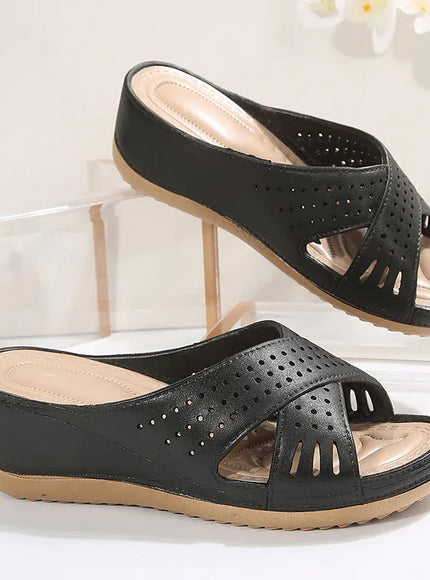 KissICON black / 36 Thick Sole Non Slip Beach Slippers Women Cross