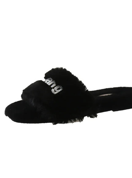 KissICON black / 36 Women Fashion Warm Fluffy Slippers Cozy Faux Fur