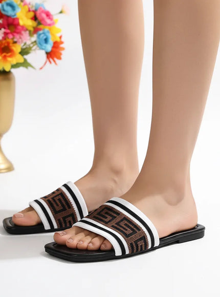 KissICON Sandals black / 37 Summer Chic Fashionable Classic Cloth Letter Flat Sandals