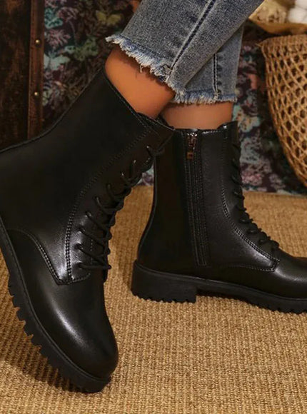 KissICON black / 37 Vintage Brown Pu Leather Boots for Women Spring
