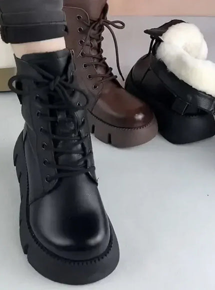 KissICON Black / 37 Womens Snow Boots 2024 Winter New Platform Cotton