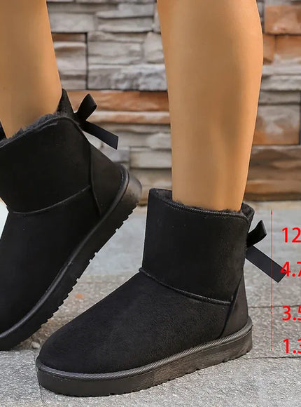 KissICON black / 38 Bowtie Decor Comfort Non Slip Snow Boots Thick