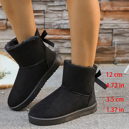 KissICON black / 38 Bowtie Decor Comfort Non Slip Snow Boots Thick