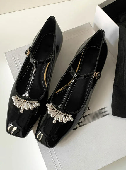 KissICON Black / 38 Flat shoes for women's spring autumn square toe