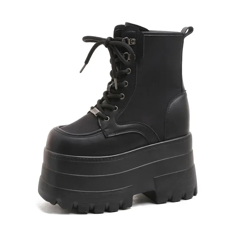 KissICON Black / 39-40 Height Increasing Super High Heeled Women's Boots Thick