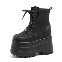 KissICON Black / 39-40 Height Increasing Super High Heeled Women's Boots Thick