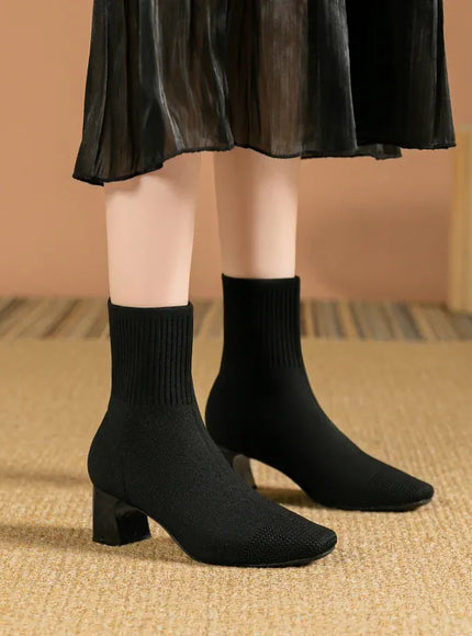 KissICON black / 39 / CHINA Women's Boots 2025 New Fashion Pointed Soft Knitted