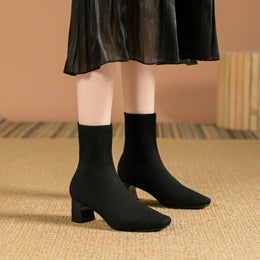 KissICON black / 39 / CHINA Women's Boots 2025 New Fashion Pointed Soft Knitted