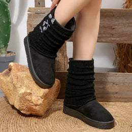 KissICON black / 39 Japanese Style Bowknot Snow Boots Women Fashion Round