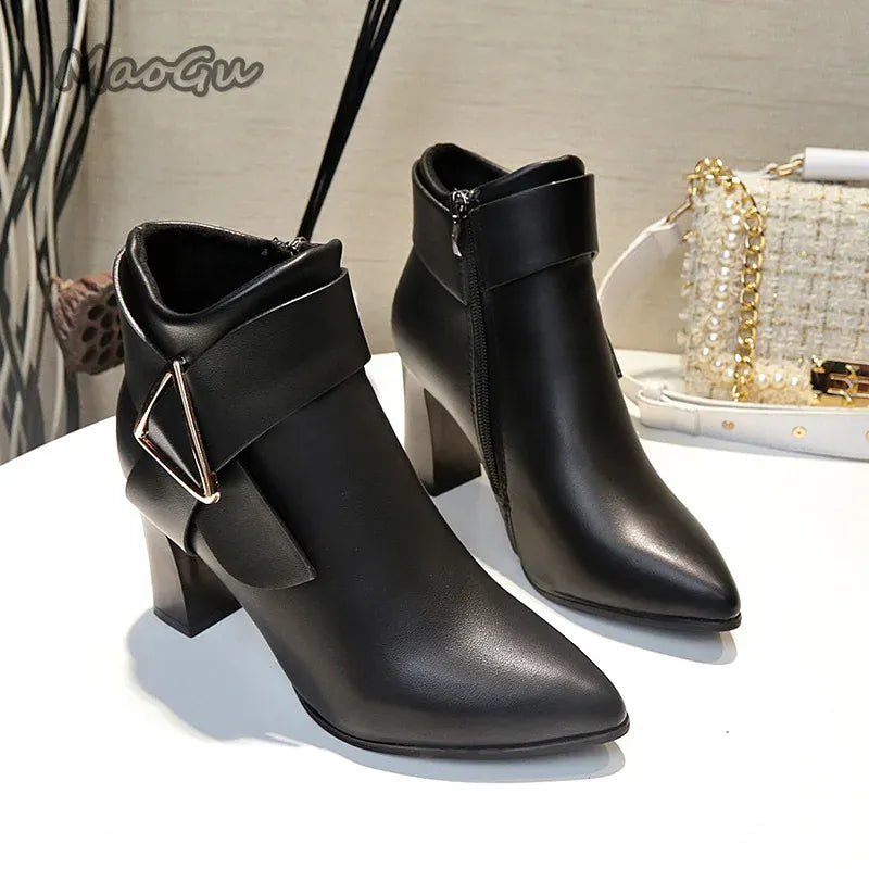 KissICON Black / 39 Ladies Shoes 2025 Ankle Women's Boots Retro Modern