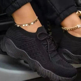 Dropshipman black / 39 Women Mesh Breathable Casual Sneakers Lace-up Vulcanized Shoes Ladies Platform Sneakers Female Shoes Plus Size Zapatos De Mujer