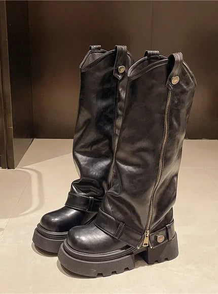 KissICON black / 39 Women's Boots 2025 New Style Retro High Western